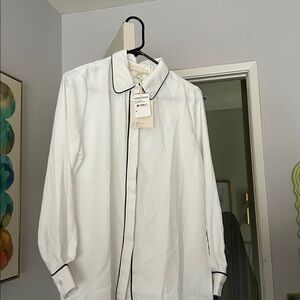 Oh Polly White Crinkled Button-Up Shirt